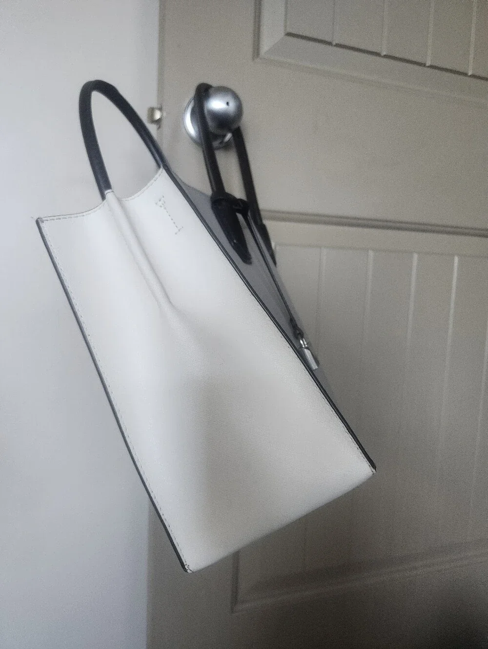 Michael Kors Light Gray, Black And White Tote.